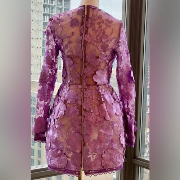 🆕 BRONX & BANCO 🧿 NWOT Bouquet Maraya Long Sleeve Mini Dress, Lilac Sz S US 4 - Picture 7 of 16